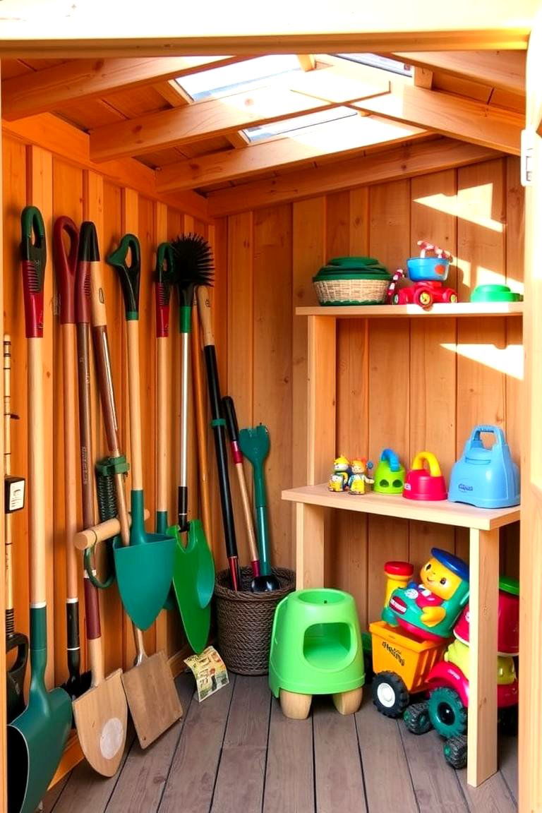 Shared Garden Tool Sheds with Toy Sections - 24 Outdoor Toy Storage Ideas