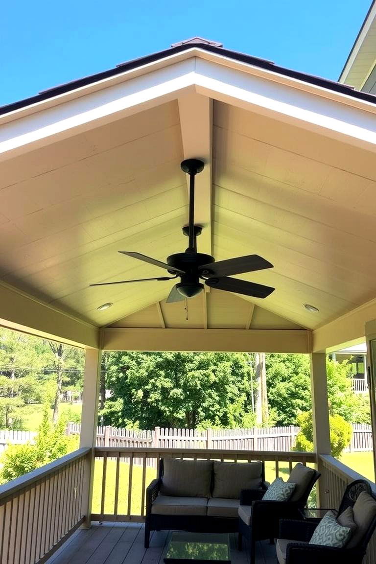 Shed Roof Porch with Ceiling Fan - 24 Shed Roof Porch Design Ideas
