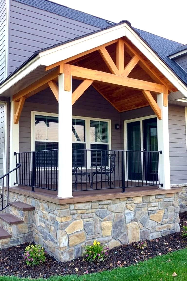 Shed Roof Porch with Mixed Materials - 24 Shed Roof Porch Design Ideas