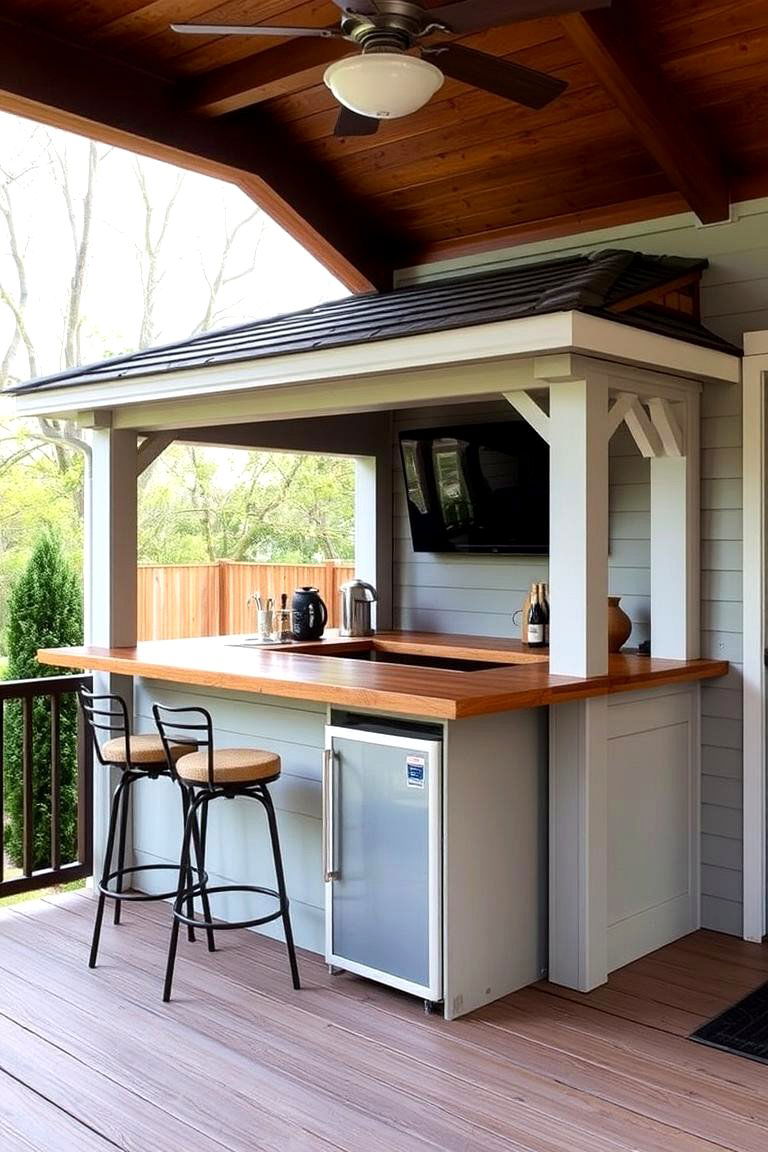 Shed Roof Porch with a Bar Area - 24 Shed Roof Porch Design Ideas