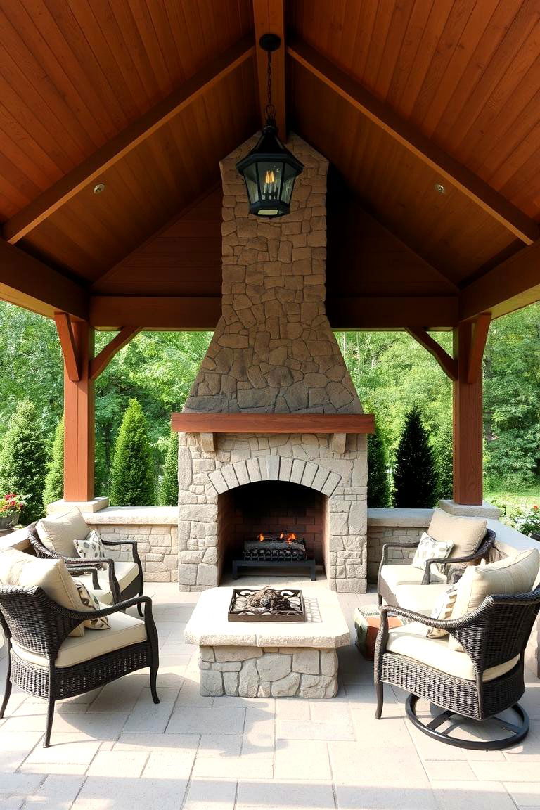 Shed Roof Porch with a Fireplace - 24 Shed Roof Porch Design Ideas