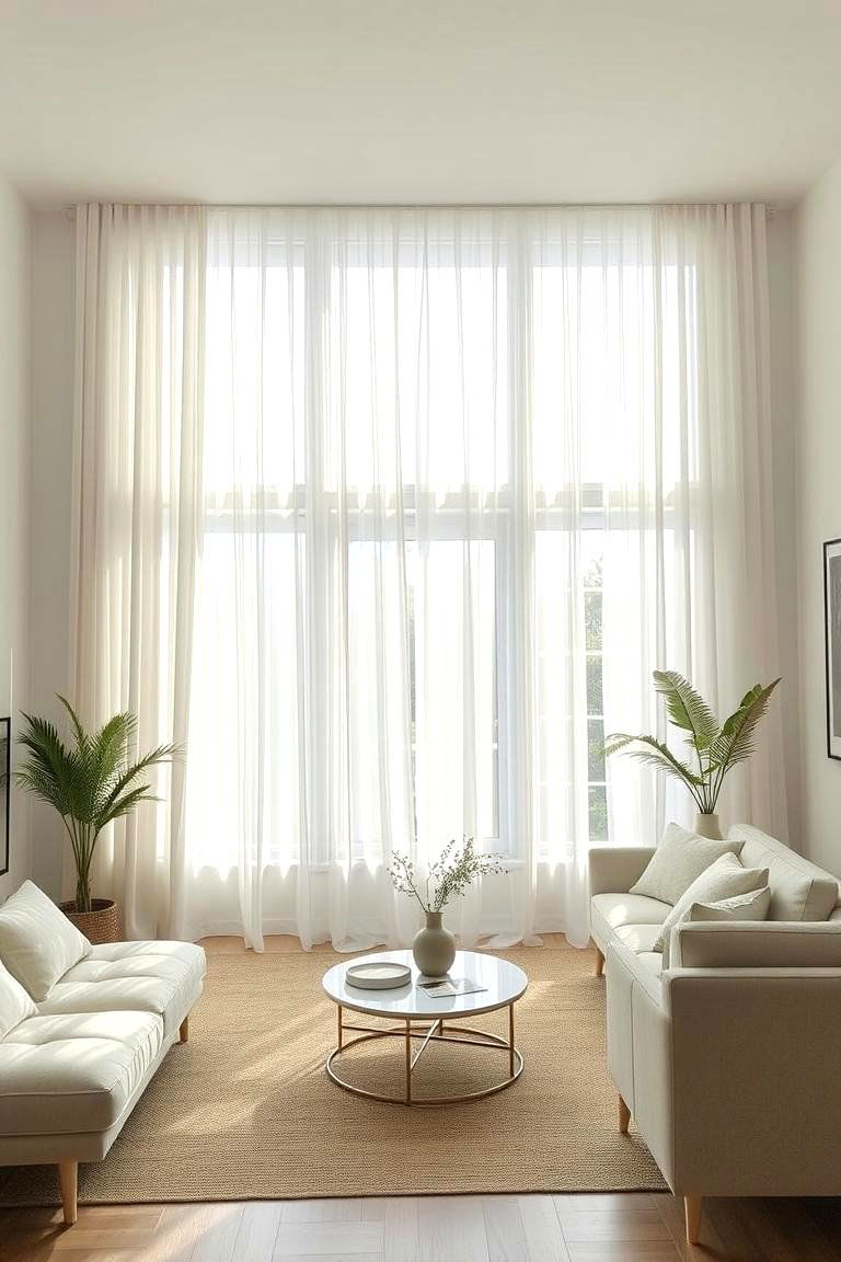 Sheer Curtains for a Light Airy Look - 24 Living Room Curtain Ideas
