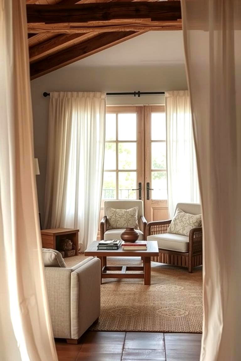 Sheer Linen Curtains for an Organic Look - 24 French Door Curtain Ideas