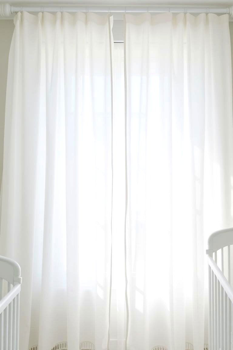Sheer White Curtains for Soft Light - 24 White Nursery Ideas