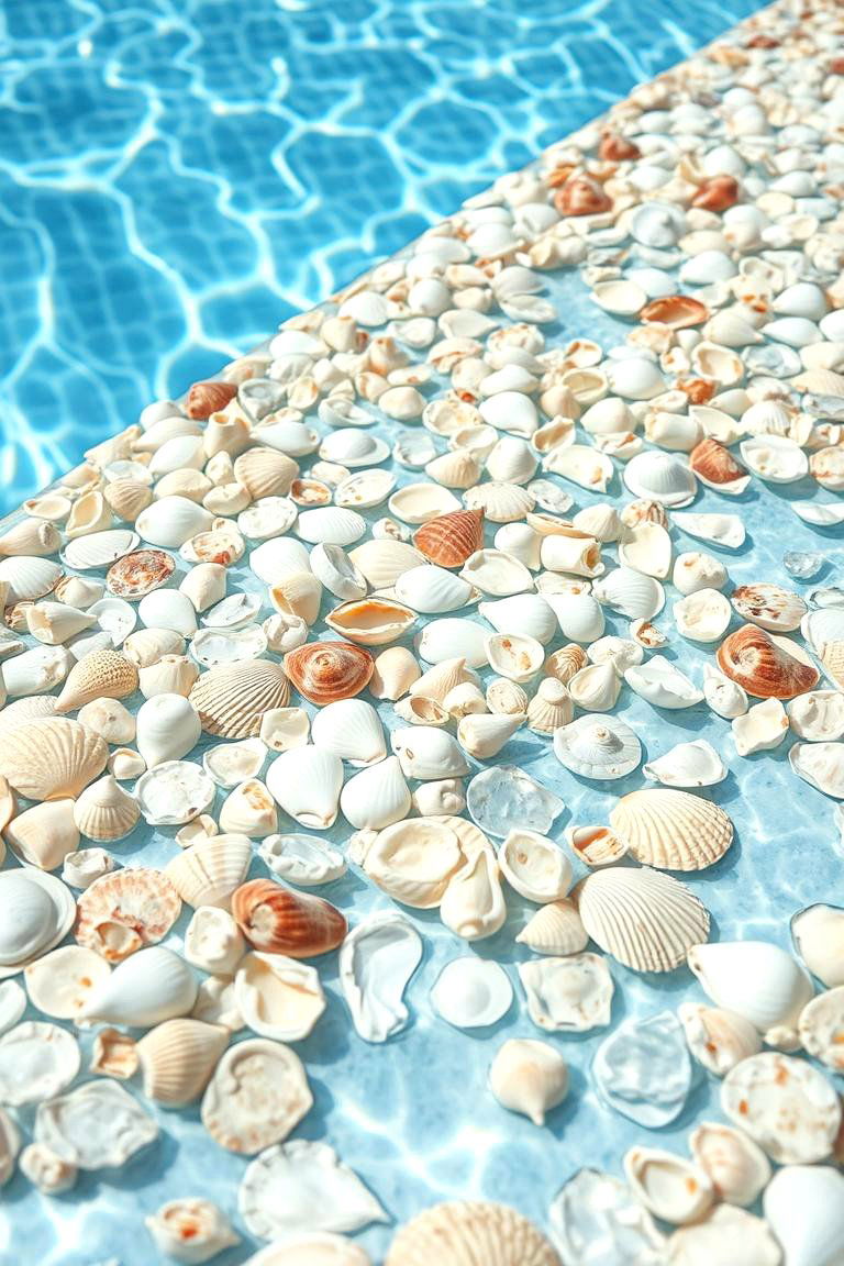 Shell Inlay Tiles - 24 Waterline Pool Tile Ideas