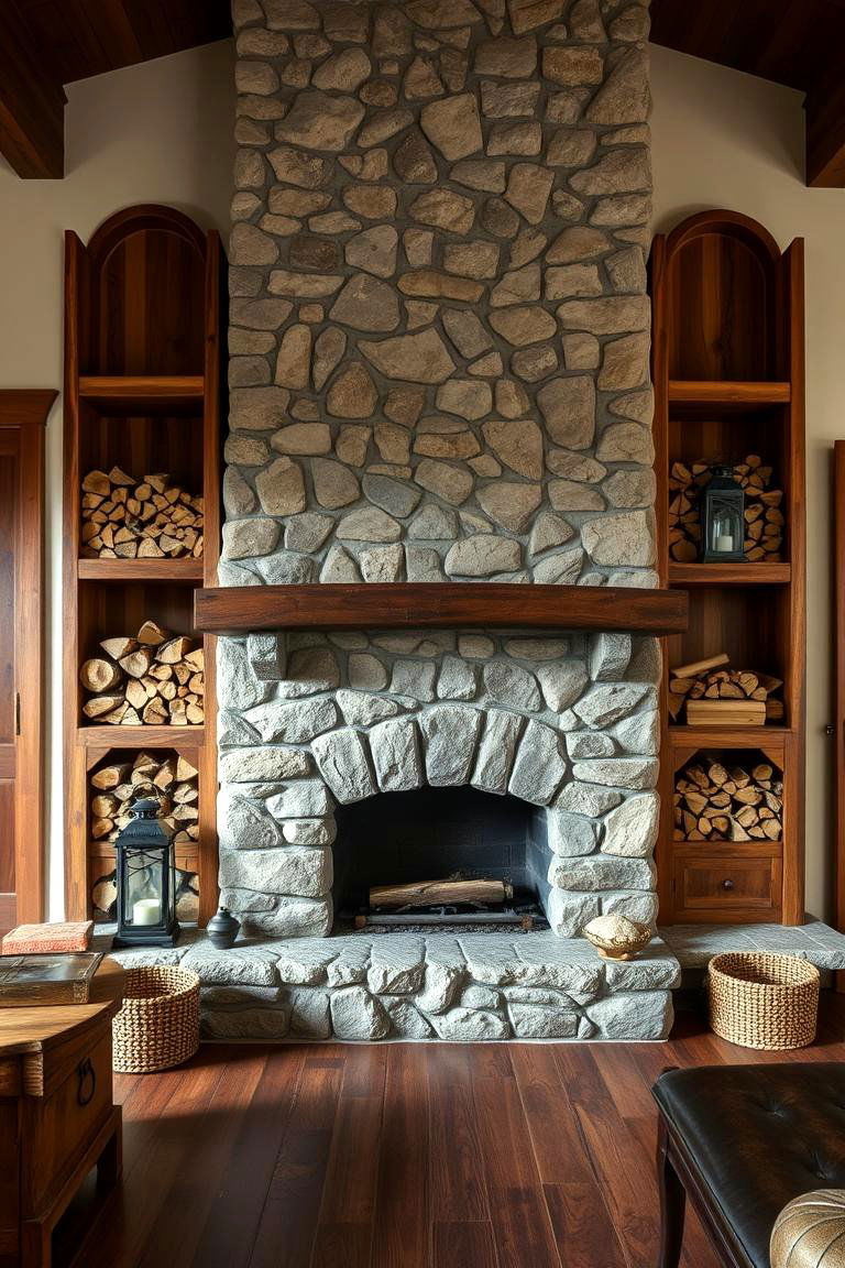 Shelves Around the Fireplace for a Cozy Focal Point - 24 Living Room Shelf Ideas