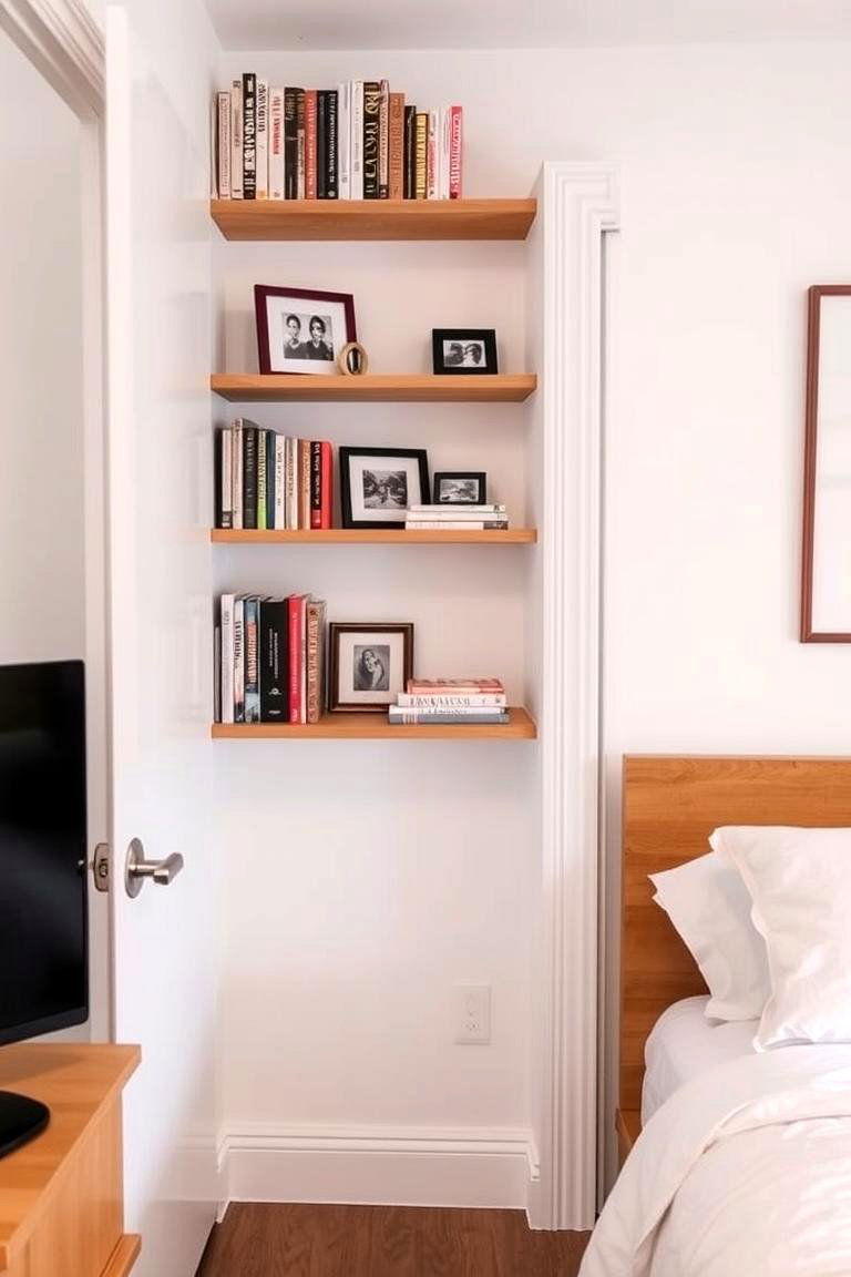 Shelves Behind the Door - 24 small bedroom storage ideas