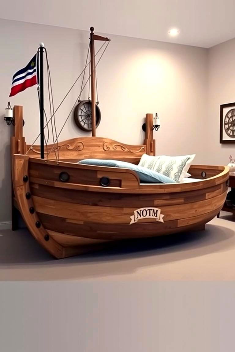 Ship Inspired Bed Frame - 24 Pirate-themed Bedroom Ideas