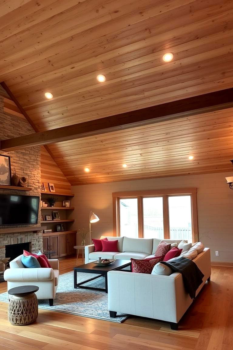 Shiplap Ceiling Treatment - 24 Shiplap Living Room Ideas