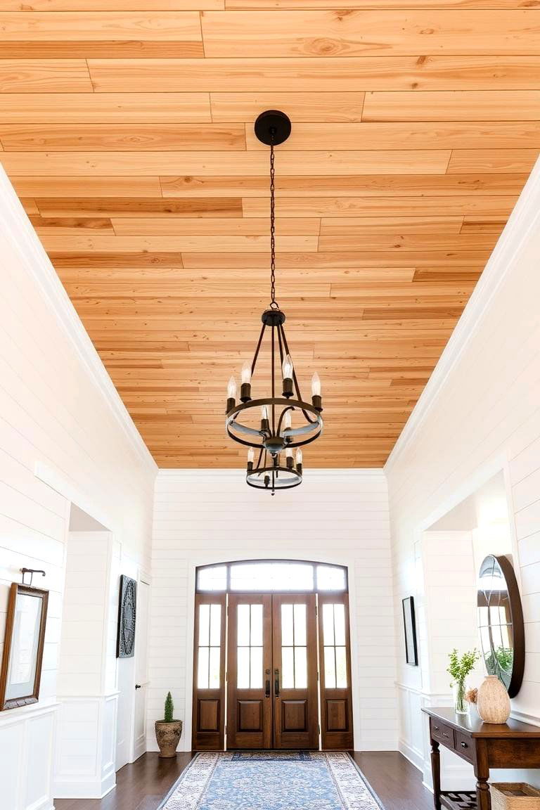 Shiplap Ceiling in Entryway - 24 Shiplap Wall Entryway Ideas