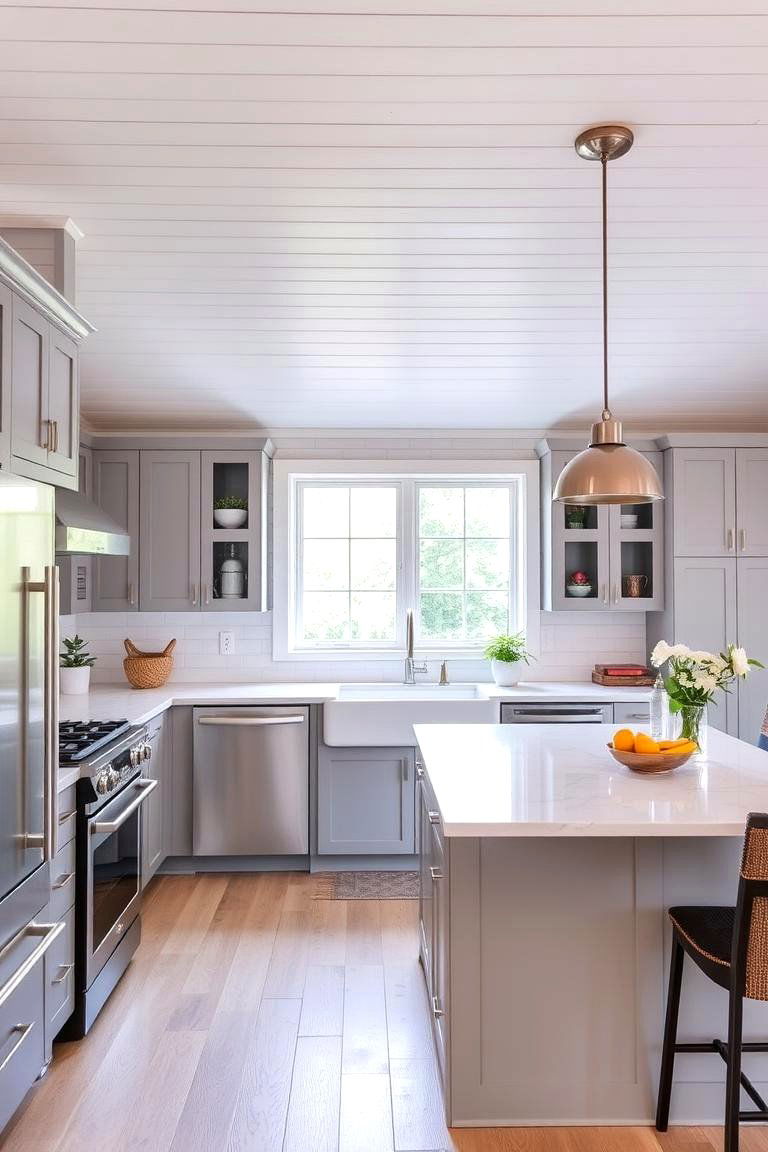 Shiplap Ceiling with Pendant Lights - 24 Shiplap Ceiling Ideas