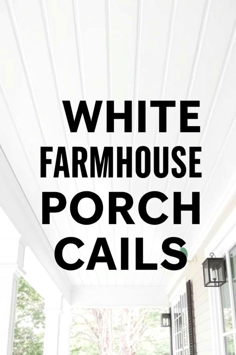 Shiplap Detailing on Porch Ceiling - 24 White Farmhouse With Wrap-around Porch Ideas