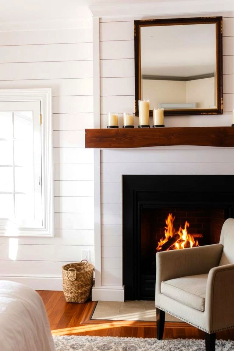 Shiplap Fireplace Surround - 24 Shiplap Bedroom Ideas