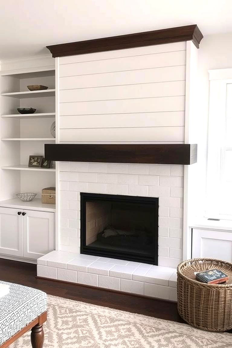 Shiplap Fireplace with Built in Storage - 24 Shiplap Fireplace Ideas