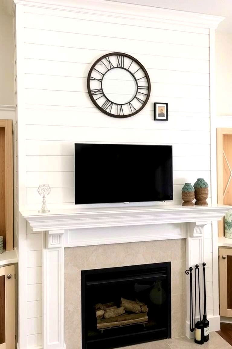 Shiplap Fireplace with Mantel - 24 Shiplap Fireplace Ideas