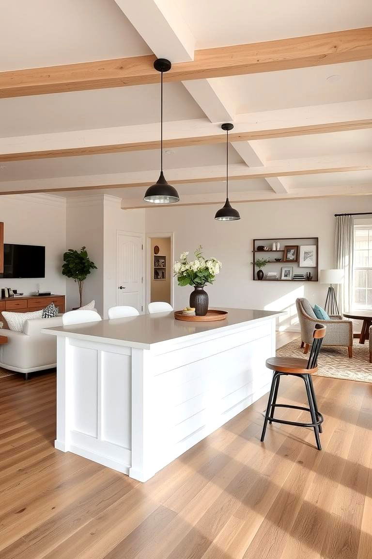 Shiplap Island Serving as a Room Divider - 24 Shiplap Kitchen Island Ideas
