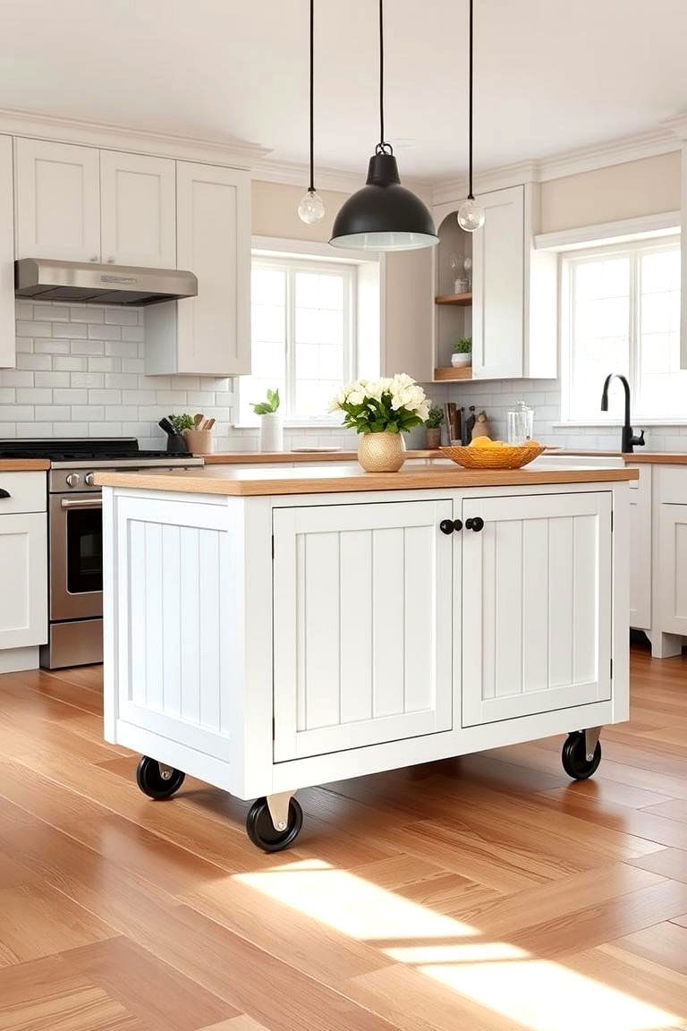 Shiplap Island on Wheels - 24 Shiplap Kitchen Island Ideas