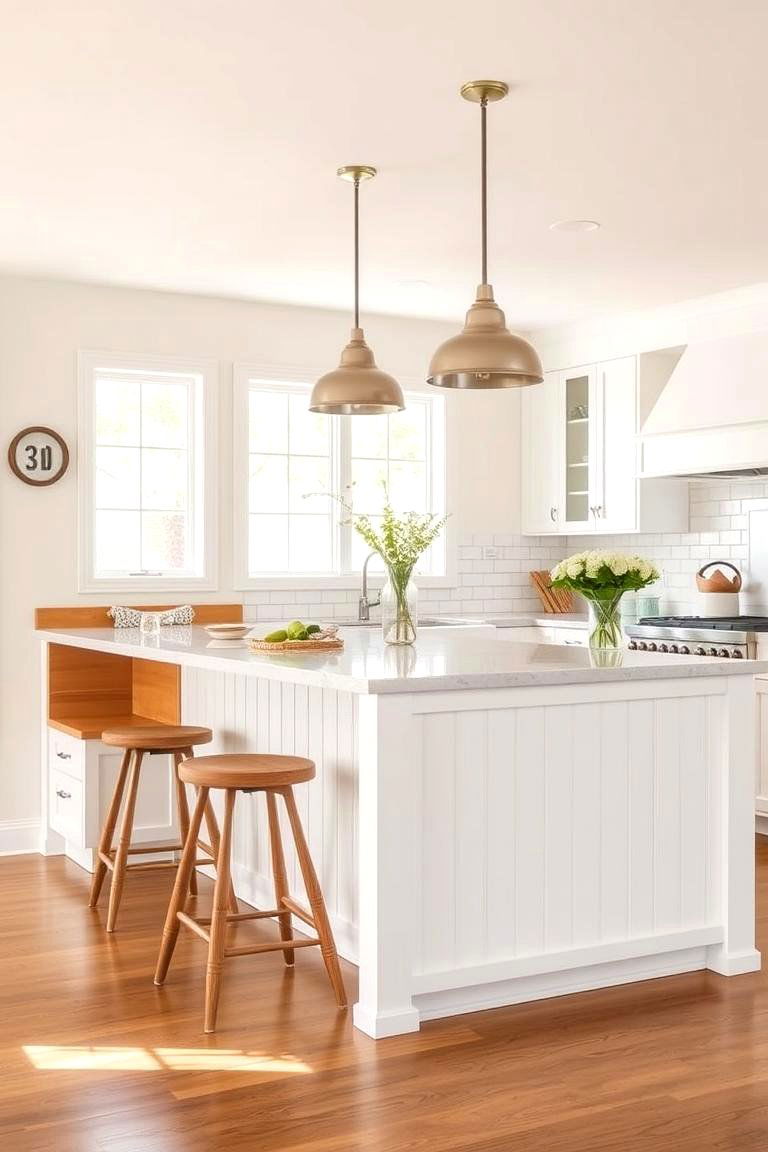 Shiplap Island with Built in Seating - 24 Shiplap Kitchen Island Ideas