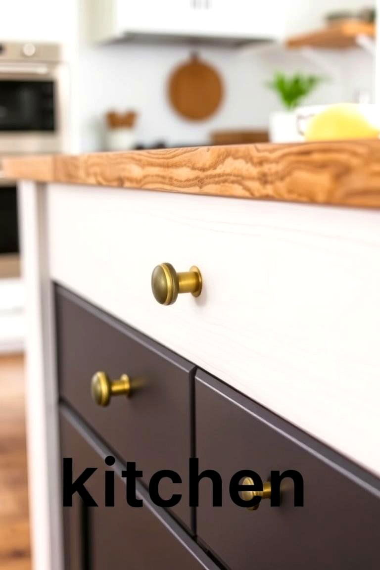 Shiplap Island with Decorative Hardware - 24 Shiplap Kitchen Island Ideas