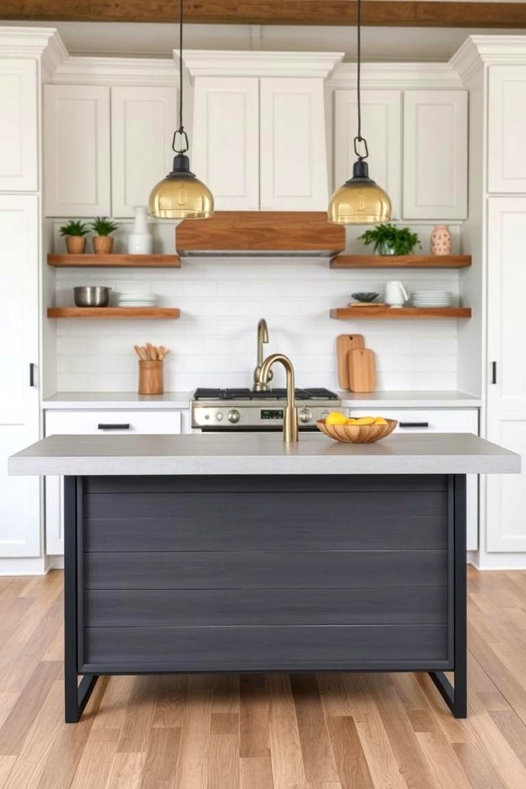 Shiplap Island with Industrial Style Elements - 24 Shiplap Kitchen Island Ideas