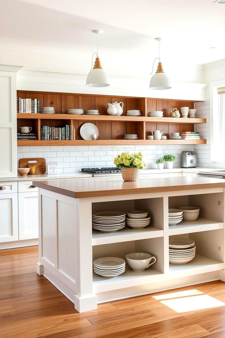 Shiplap Island with Open Shelving - 24 Shiplap Kitchen Island Ideas