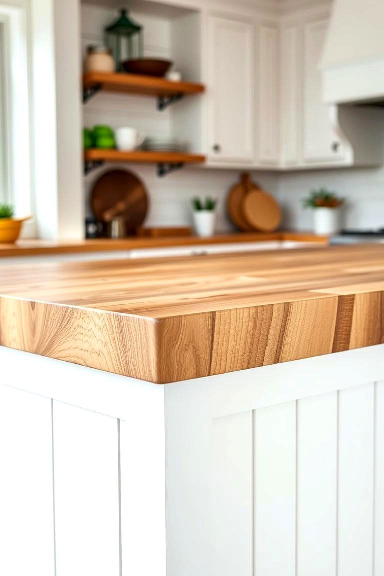 Shiplap Island with a Butcher Block Countertop - 24 Shiplap Kitchen Island Ideas