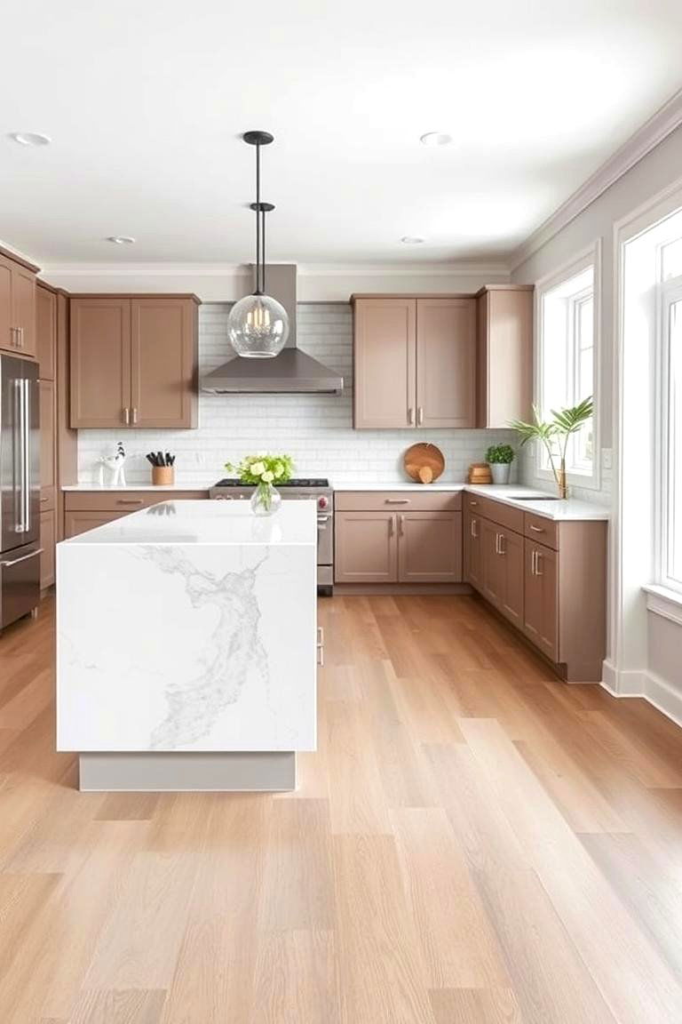 Shiplap Island with a Waterfall Countertop - 24 Shiplap Kitchen Island Ideas