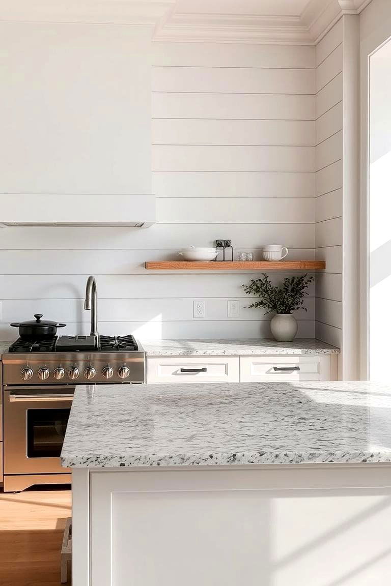 Shiplap Panels and Granite Kitchen Island - 24 Kitchen Shiplap Ideas With Kitchen Island Ideas