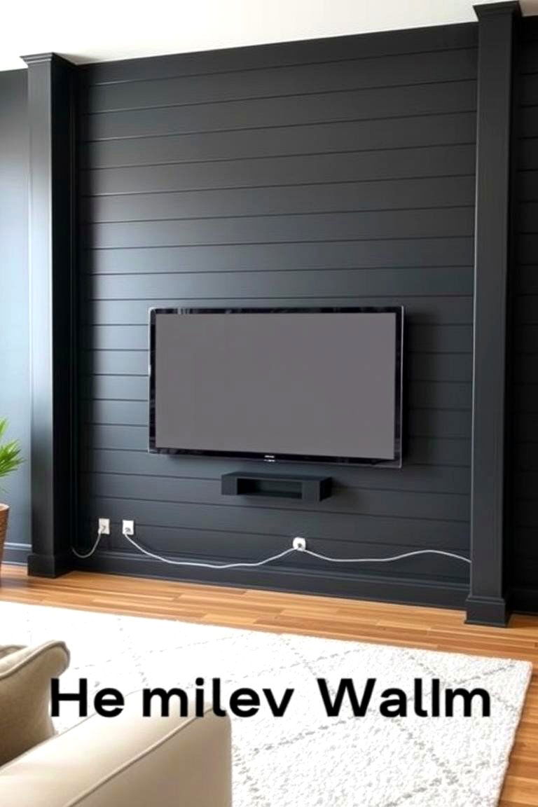 Shiplap TV Wall with Concealed Wiring - 24 Shiplap Living Room Ideas