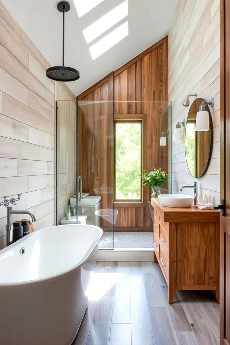 Shiplap and Glass Harmony - 24 shiplap bathroom ideas