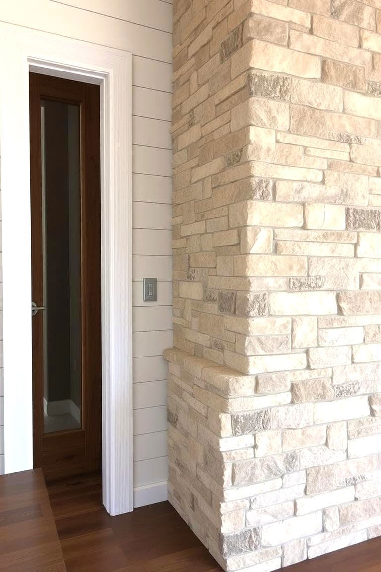 Shiplap and Stone Fusion - 24 Shiplap Fireplace Ideas