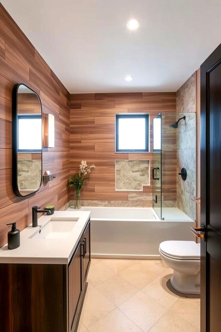 Shiplap and Stone Fusion - 24 shiplap bathroom ideas