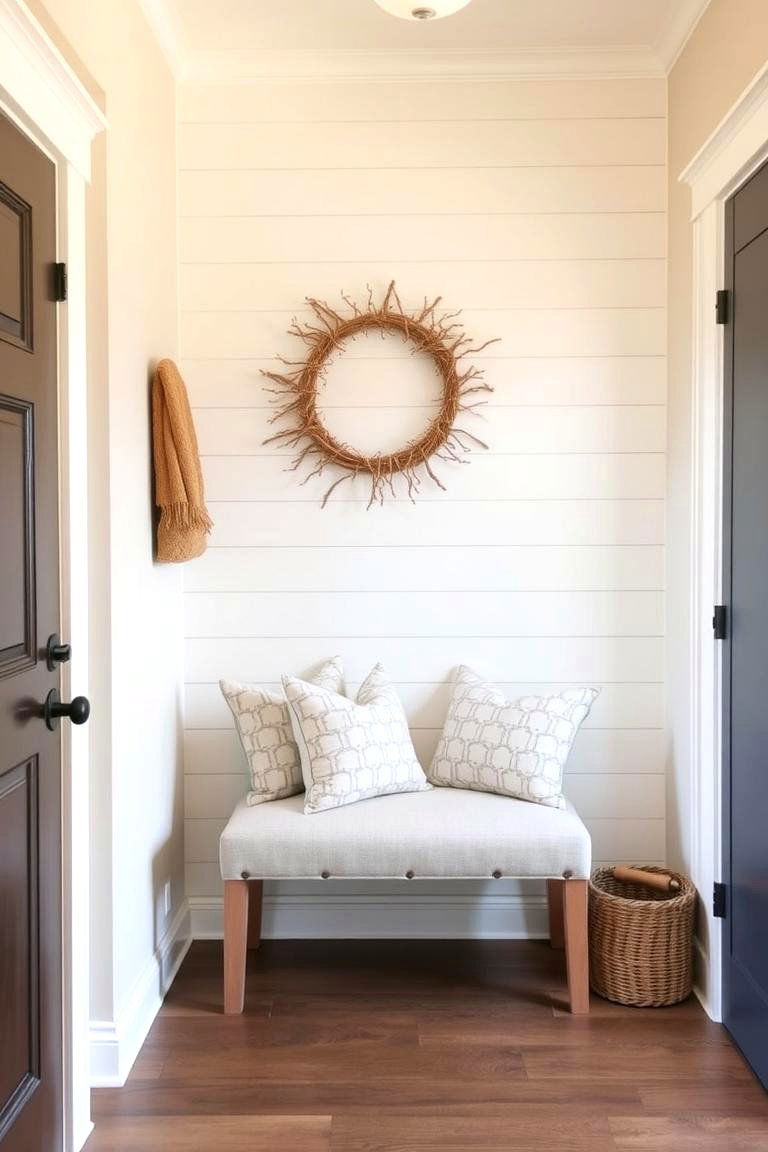 Shiplap in a Small Nook - 24 Shiplap Wall Entryway Ideas