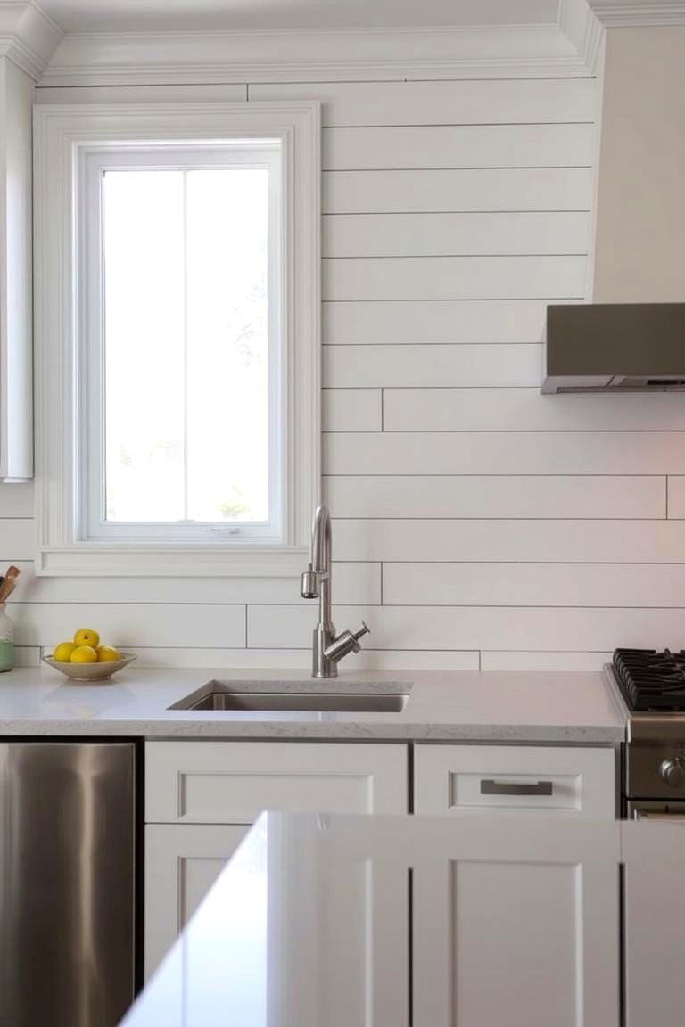 Shiplap with Decorative Inlays - 24 Shiplap Backsplash Ideas for Your Kitchen