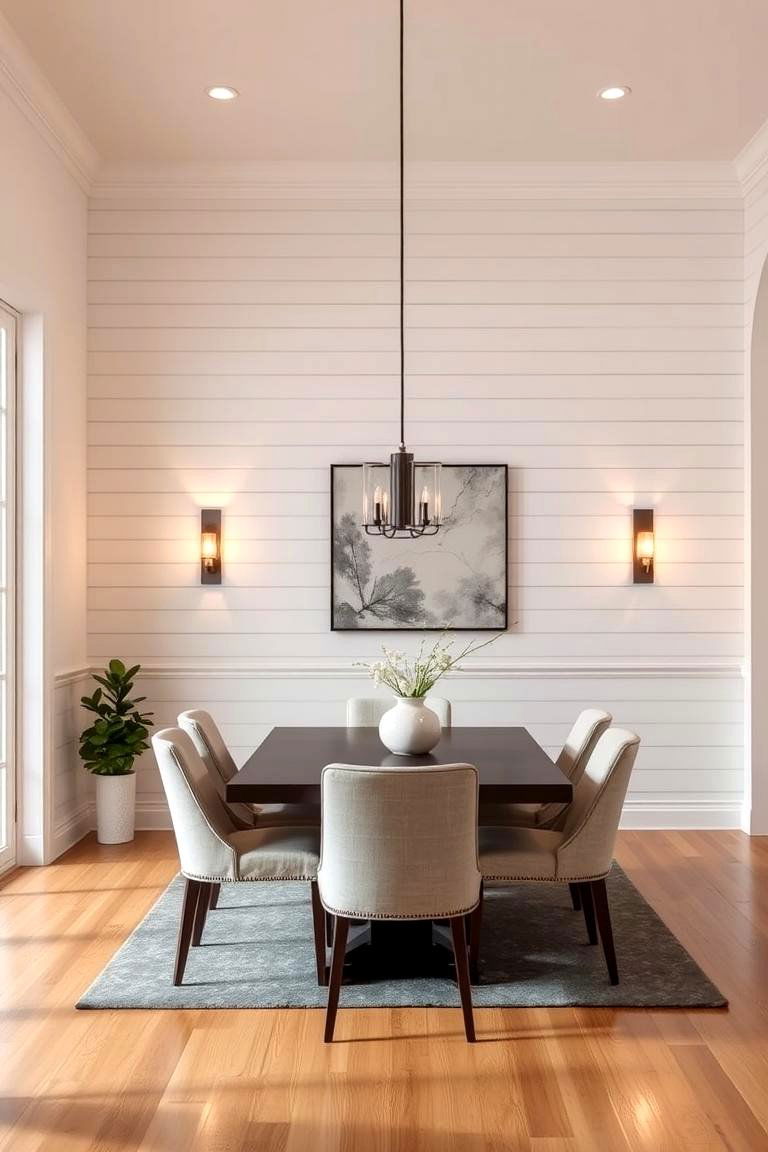 Shiplap with Integrated Lighting - 24 Shiplap Dining Room Wall Ideas