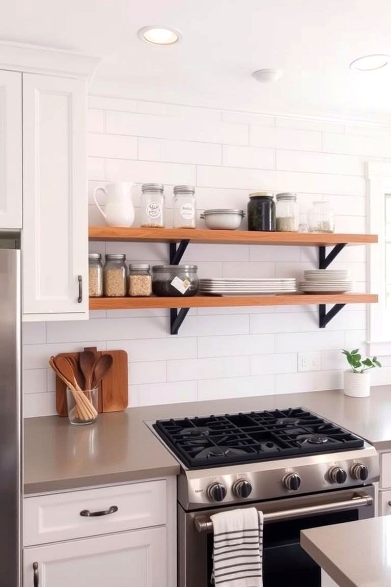 Shiplap with Open Shelving Integration - 24 Shiplap Backsplash Ideas for Your Kitchen