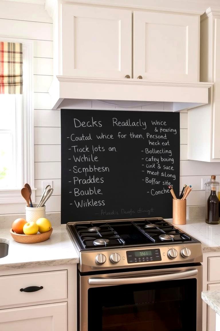 Shiplap with a Chalkboard Paint Section - 24 Shiplap Backsplash Ideas for Your Kitchen