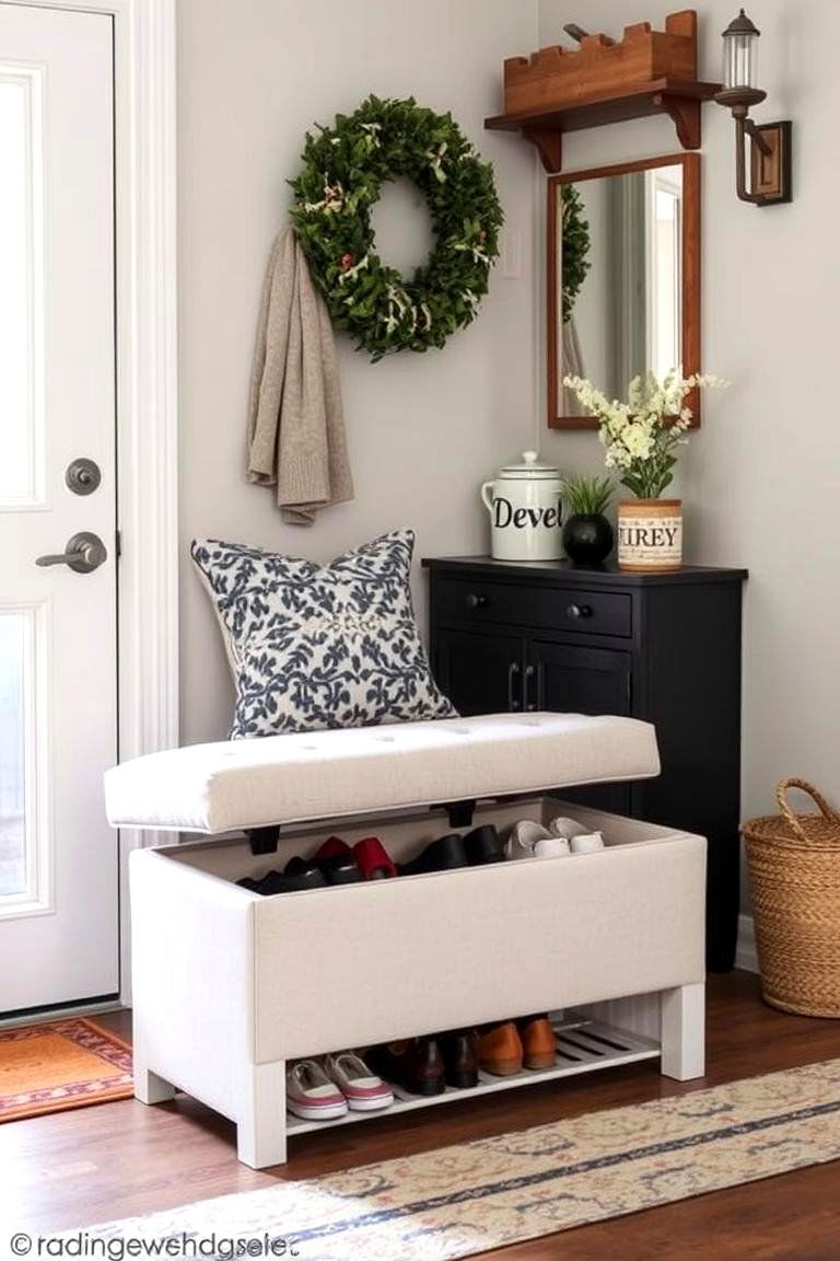 Shoe Storage Ottoman - 24 Entryway Shoe Storage Ideas