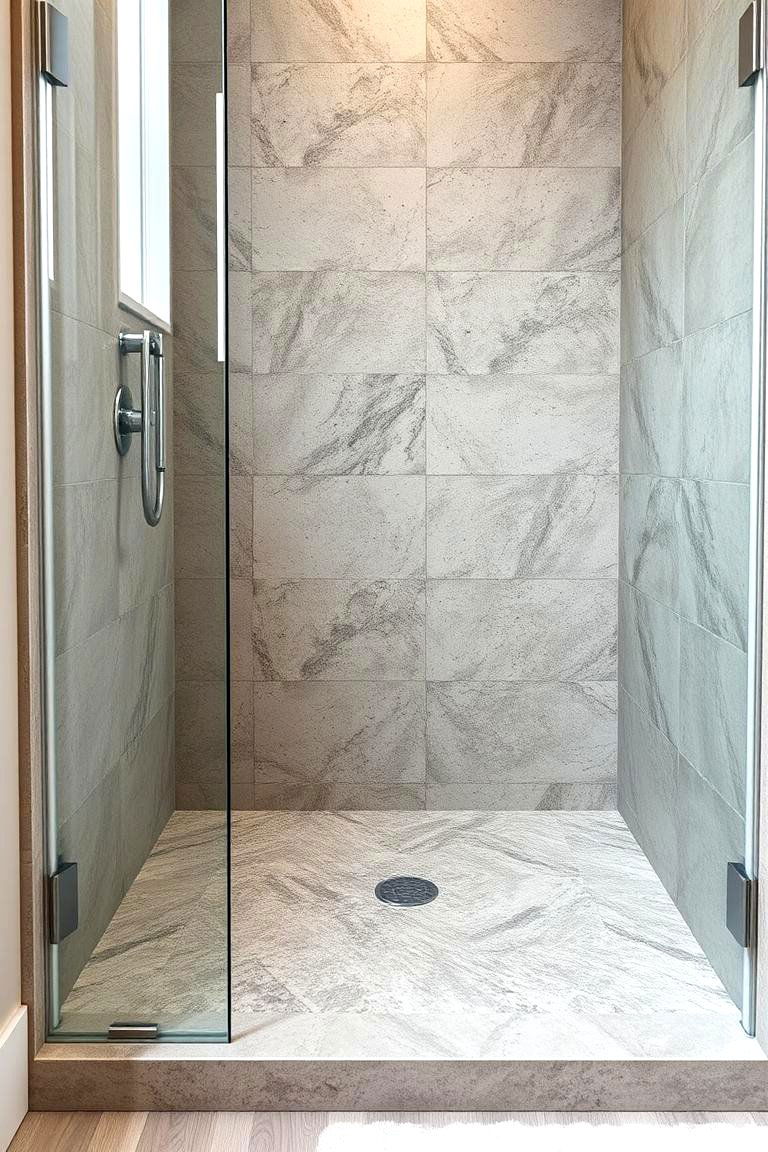 Shower Niche with Live Edge Wood Shelf - 24 Rustic Walk-in Shower Ideas