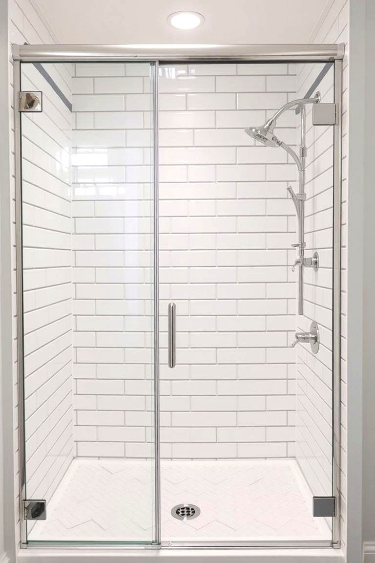 Shower with Contrasting Grout - 24 Small Bathroom Walk in Shower Ideas