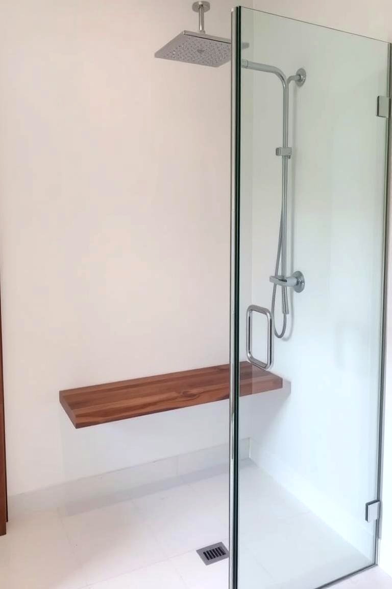 Shower with Floating Bench - 24 Small Bathroom Walk in Shower Ideas