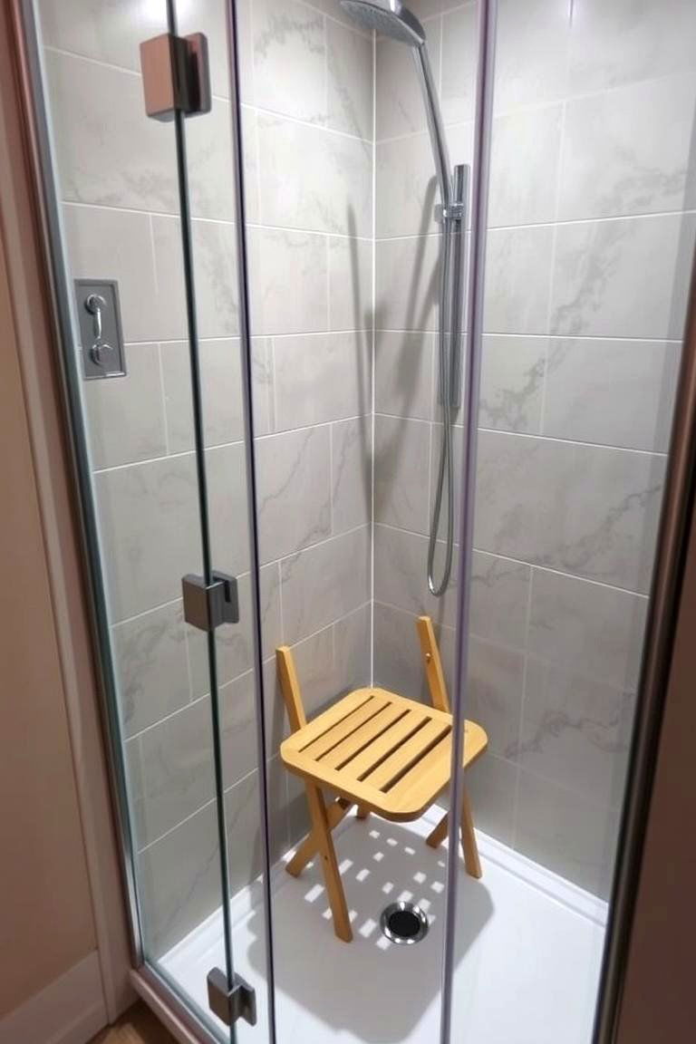 Shower with Fold Down Seat - 24 Small Bathroom Walk in Shower Ideas
