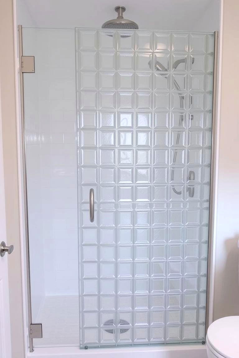 Shower with Glass Block Wall - 24 Small Bathroom Walk in Shower Ideas