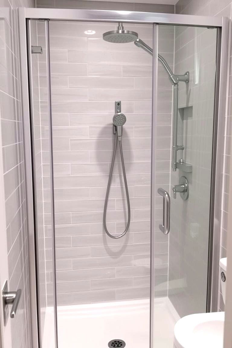 Shower with Handheld Showerhead - 24 Small Bathroom Walk in Shower Ideas