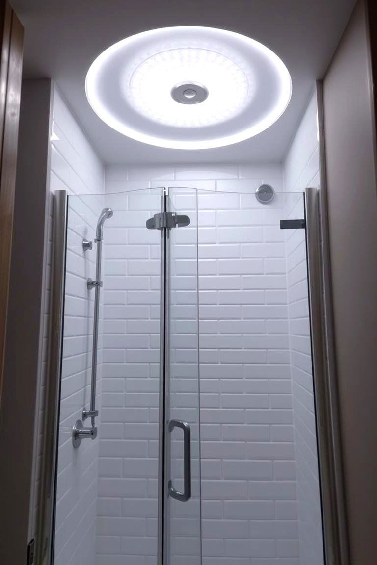 Shower with Integrated Lighting - 24 Small Bathroom Walk in Shower Ideas