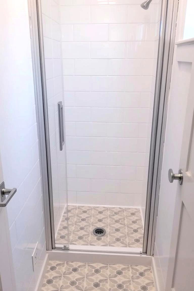 Shower with Patterned Tiles - 24 Small Bathroom Walk in Shower Ideas