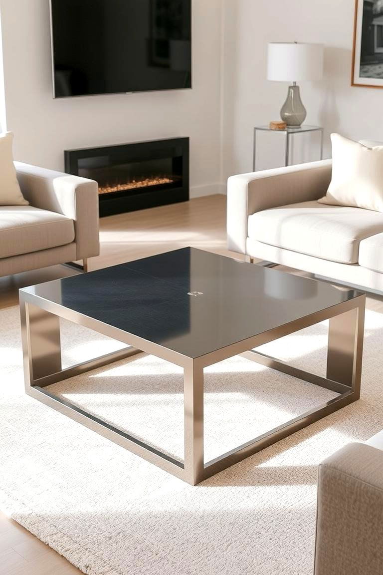 Silver Coffee Table - 24 Silver Living Room Ideas
