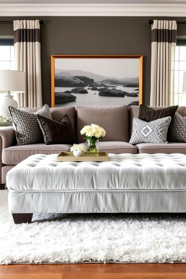 Silver Ottoman - 24 Silver Living Room Ideas