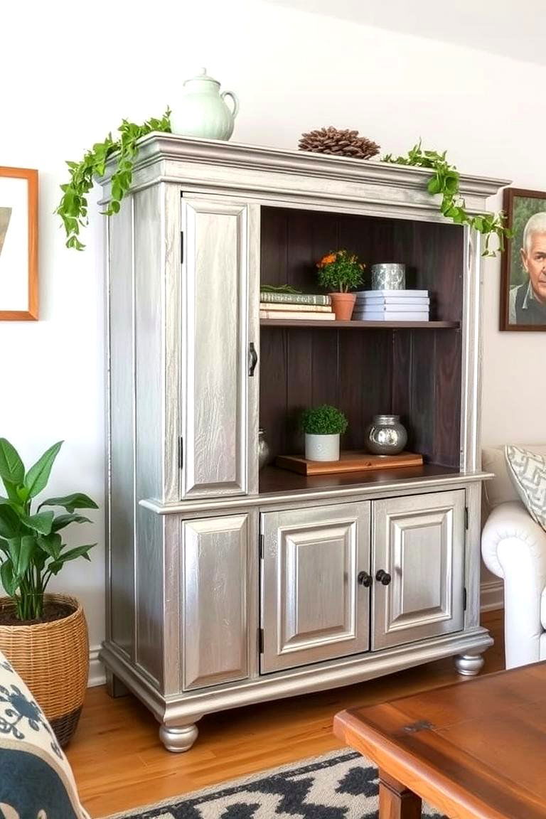 Silver Painted Furniture - 24 Silver Living Room Ideas