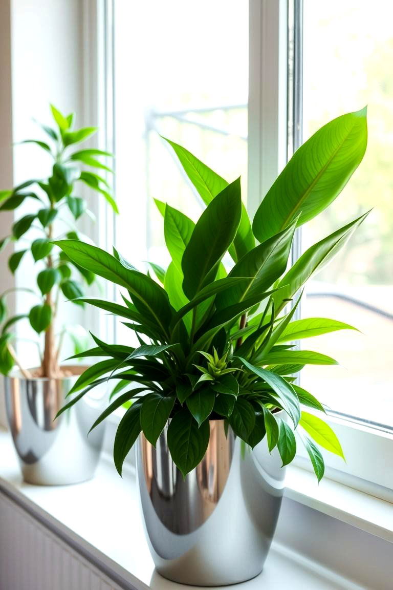 Silver Planters - 24 Silver Living Room Ideas